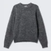 Regulärer Strickpullover aus Wollmischung – Dunkelgrau Regulärer Strickpullover aus Wollmischung – Dunkelgrau