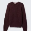 Regulärer Strickpullover aus Wollmischung – Dunkelrot meliert Regulärer Strickpullover aus Wollmischung – Dunkelrot meliert