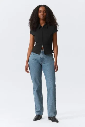 Resolute Curve High Waisted Regular Straight Jeans – 90S Blue – Medium Blue