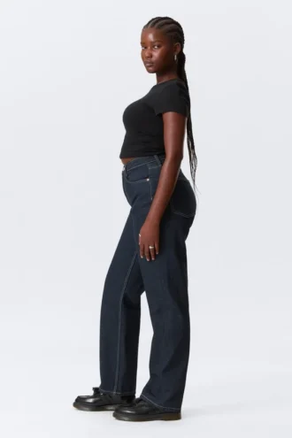 Resolute Curve High Waisted Regular Straight Jeans – Blue Rinse – Dunkelblau