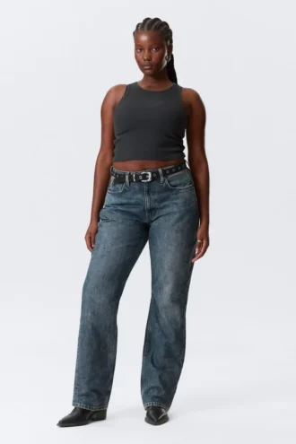 Resolute Curve High Waisted Regular Straight Jeans – Second Blue – Medium Blue