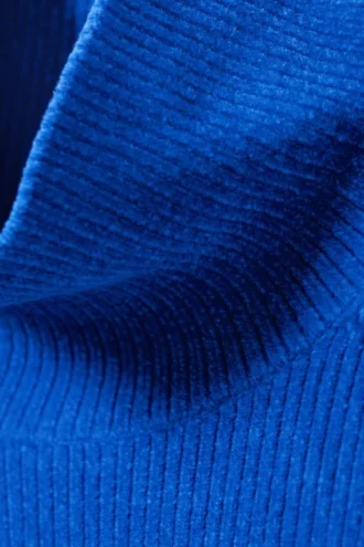 Rippgestrickter Chenille-Rollkragen-Pullover – Hellblau