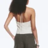 Ripstop-Haltertop mit V-Ausschnitt – Hellbeige Ripstop-Haltertop mit V-Ausschnitt – Hellbeige