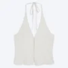 Ripstop-Haltertop mit V-Ausschnitt – Hellbeige Ripstop-Haltertop mit V-Ausschnitt – Hellbeige