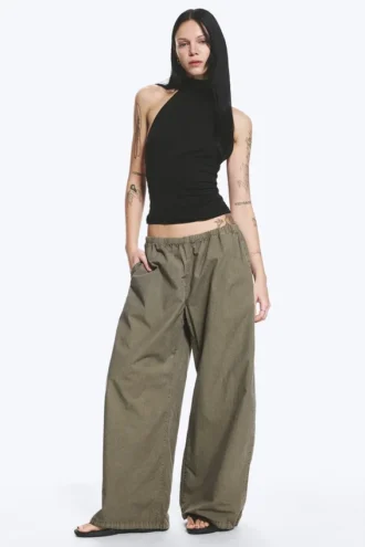 Ripstop-Hose mit niedriger Leibhöhe – Staubgrün-Khaki