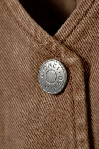 Ärmellose Denim-Weste mit Schnürung – gewaschen, dunkelbraun