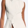 Ärmelloses, asymmetrisches Peplum-Oberteil – Weiß Ärmelloses, asymmetrisches Peplum-Oberteil – Weiß