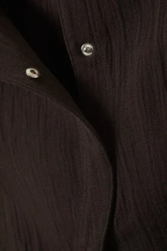 Ärmelloses, asymmetrisches Peplum-Top – Dunkelbraun