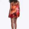 Ärmelloses Ballon-Minikleid – Rot & Orange – Calypso-Blume Ärmelloses Ballon-Minikleid – Rot & Orange – Calypso-Blume