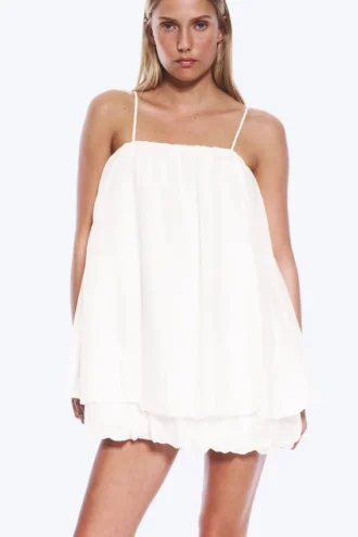 Ärmelloses Ballon-Minikleid – Weiß