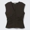 Ärmelloses Crinkle-Top – Dunkelbraun