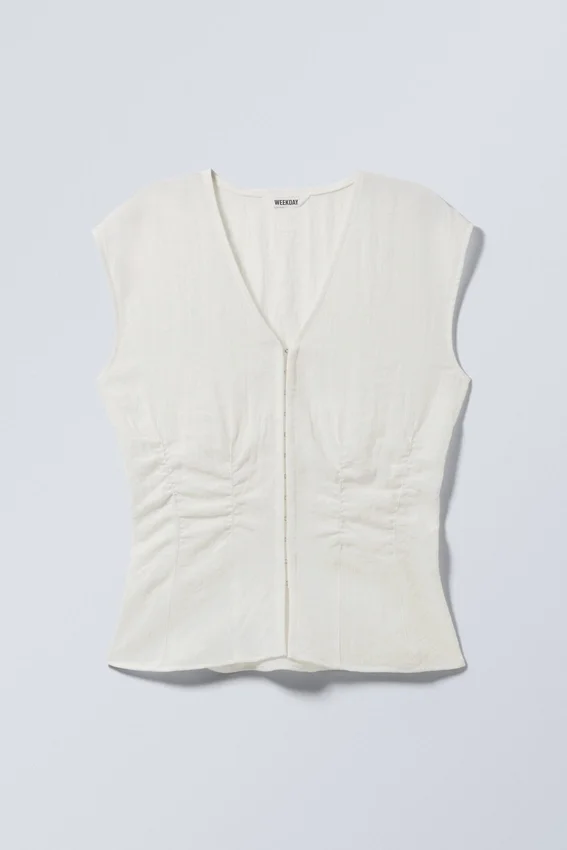 Ärmelloses Crinkle-Top – Weiß Ärmelloses Crinkle-Top – Weiß