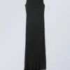 Ärmelloses, drapiertes Maxikleid – Schwarz Ärmelloses, drapiertes Maxikleid – Schwarz