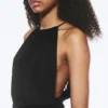 Ärmelloses, gerafftes Neckholder-Top – Schwarz Ärmelloses, gerafftes Neckholder-Top – Schwarz