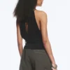 Ärmelloses, gerafftes Neckholder-Top – Schwarz Ärmelloses, gerafftes Neckholder-Top – Schwarz