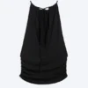 Ärmelloses, gerafftes Neckholder-Top – Schwarz Ärmelloses, gerafftes Neckholder-Top – Schwarz