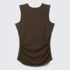 Ärmelloses Jersey-Top mit Raffungen – Dunkelbraun Ärmelloses Jersey-Top mit Raffungen – Dunkelbraun