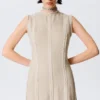 Ärmelloses Leinen-Mischung-Kleid mit Einsätzen – Hellbeige Ärmelloses Leinen-Mischung-Kleid mit Einsätzen – Hellbeige