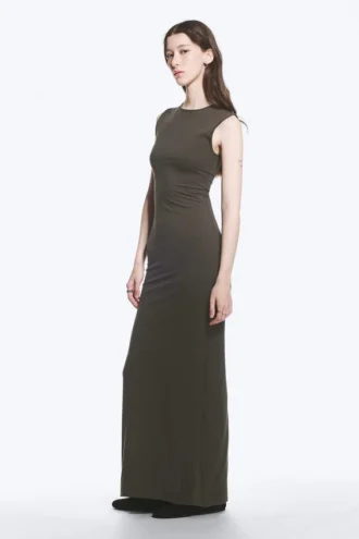Ärmelloses Maxikleid aus Baumwolljersey – Dunkelgrau