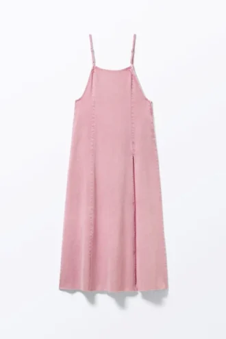 Ärmelloses Maxikleid aus Twill – Altrosa