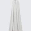 Ärmelloses Maxikleid mit Neckholder – Hellbeige Ärmelloses Maxikleid mit Neckholder – Hellbeige
