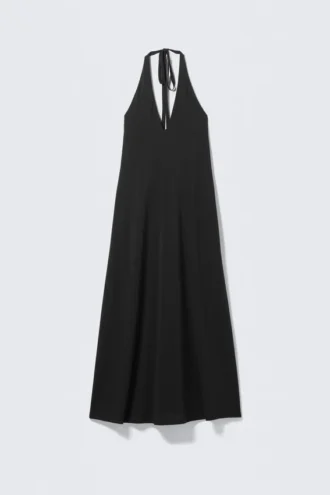 Ärmelloses Maxikleid mit Neckholder – Schwarz