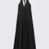 Ärmelloses Maxikleid mit Neckholder – Schwarz Ärmelloses Maxikleid mit Neckholder – Schwarz