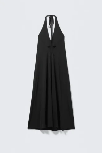 Ärmelloses Maxikleid mit Neckholder – Schwarz