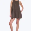 Ärmelloses Minikleid aus Baumwolltwill – gewaschen, dunkelbraun Ärmelloses Minikleid aus Baumwolltwill – gewaschen, dunkelbraun