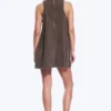 Ärmelloses Minikleid aus Baumwolltwill – gewaschen, dunkelbraun Ärmelloses Minikleid aus Baumwolltwill – gewaschen, dunkelbraun