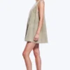 Ärmelloses Minikleid aus Baumwolltwill – gewaschenes Khaki-Grün Ärmelloses Minikleid aus Baumwolltwill – gewaschenes Khaki-Grün