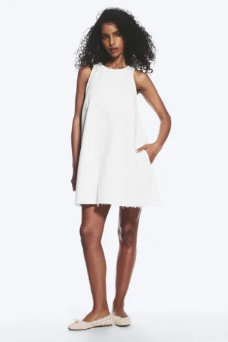 Ärmelloses Minikleid aus Baumwolltwill – Weiß Ärmelloses Minikleid aus Baumwolltwill – Weiß
