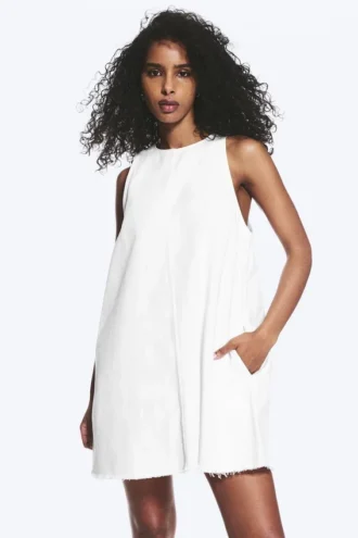 Ärmelloses Minikleid aus Baumwolltwill – Weiß Ärmelloses Minikleid aus Baumwolltwill – Weiß