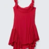 Ärmelloses Minikleid mit quadratischem Ausschnitt – leuchtend rot Ärmelloses Minikleid mit quadratischem Ausschnitt – leuchtend rot