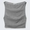 Ärmelloses Pailletten-Top – Grau – Strass