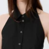 Ärmelloses Shirt mit Neckholder – Schwarz Ärmelloses Shirt mit Neckholder – Schwarz