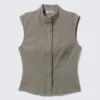 Ärmelloses, strukturiertes Twill-Oberteil – Grau Ärmelloses, strukturiertes Twill-Oberteil – Grau