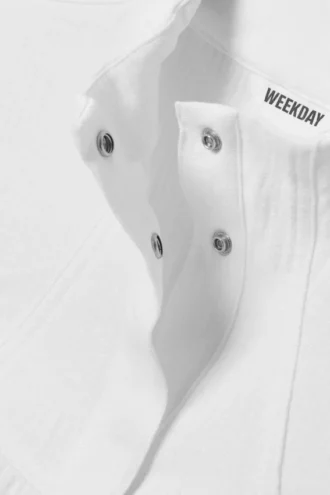 Ärmelloses, strukturiertes Twill-Oberteil – Weiß