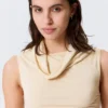 Ärmelloses Top mit Trichterkragen – Hellbeige Ärmelloses Top mit Trichterkragen – Hellbeige