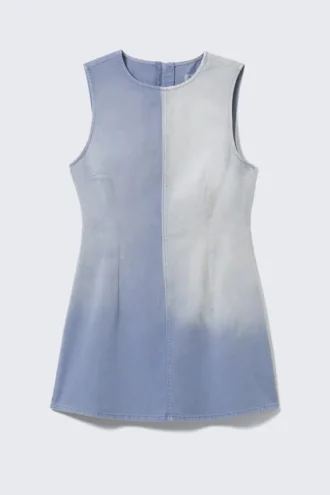 Ärmelloses Utility-Kleid aus Baumwolltwill – gewaschenes Blau