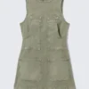 Ärmelloses Utility-Kleid aus Baumwolltwill – Khakigrün Ärmelloses Utility-Kleid aus Baumwolltwill – Khakigrün