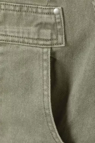 Ärmelloses Utility-Kleid aus Baumwolltwill – Khakigrün