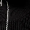 Rollkragen-Pullover aus Wollmischung mit halbem Reißverschluss – Schwarz Rollkragen-Pullover aus Wollmischung mit halbem Reißverschluss – Schwarz