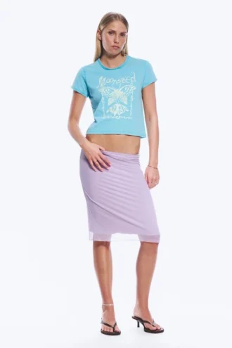 Rosabel Baby-T-Shirt mit Aufdruck – Türkis – Schmetterling