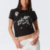 Rosabel Bedrucktes Baby-T-Shirt – Schwarz – Einhorn Rosabel Bedrucktes Baby-T-Shirt – Schwarz – Einhorn