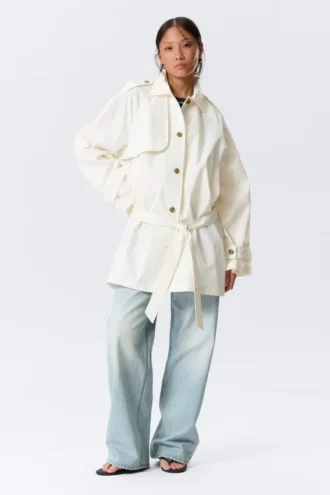Rosabel Lockerer Einreiher-Trenchcoat – Weiß