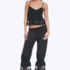Rosabel Low-Rise-Bloomer mit lockerer Passform und Spitzenbesatz – Schwarz Rosabel Low-Rise-Bloomer mit lockerer Passform und Spitzenbesatz – Schwarz