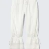 Rosabel – Weite Bloomers mit niedriger Leibhöhe und Spitzenbesatz – Weiß Rosabel – Weite Bloomers mit niedriger Leibhöhe und Spitzenbesatz – Weiß