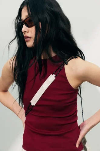 Rotes, figurbetontes Tanktop aus Baumwolljersey – Rot