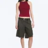 Rotes, figurbetontes Tanktop aus Baumwolljersey – Rot